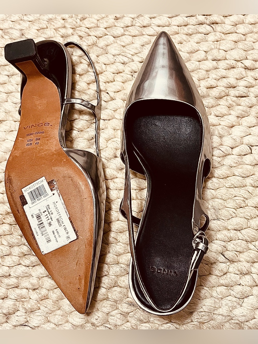 Brand New Vince Silver Slingback Shoes - Picture 4 of 6